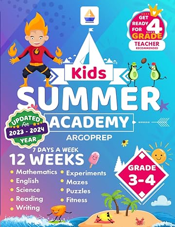 kids summer academy by argoprep grades 3 4 12 weeks of math reading science logic fitness and yoga  included