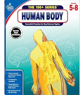 carson dellosa the 100+ series human body workbook grades 5 8 science book human anatomy bones muscles organs