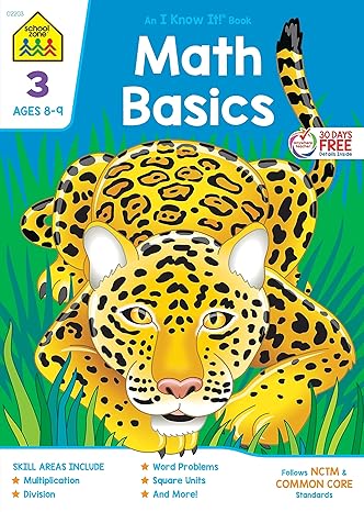 school zone math basics 3 workbook 64 pages ages 8 to 9 3rd grade multiplication division word problems place