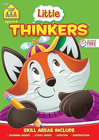 school zone little thinkers kindergarten workbook 64 pages ages 5 to 6 alphabet counting rhyming problem