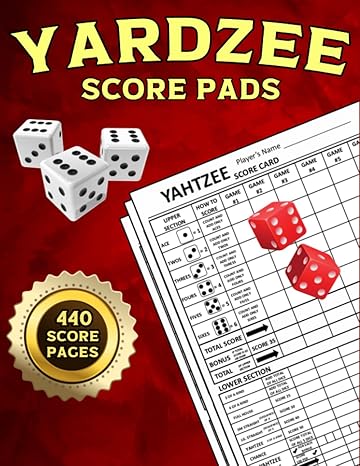 yardzee score sheets 440 socre sheets premium quality large size 8 5 x 11 inches yardzee score pads 1st