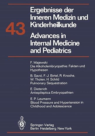 advances in internal medicine and pediatrics/ergebnisse der inneren medizin und kinderheilkunde 1st edition p