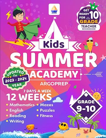 kids summer academy by argoprep grades 9 10 12 weeks of math reading writing logic fitness  included prevent