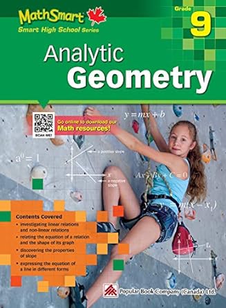 mathsmart grade 9 analytic geometry 1st edition popular book company 1771493615, 978-1771493611