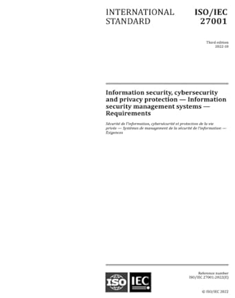 iso/iec 27001 2022  information security cybersecurity and privacy protection information security management