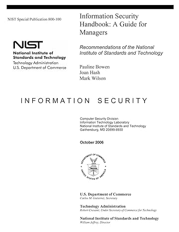 information security handbook a guide for managers recommendations of the national institute of standards and