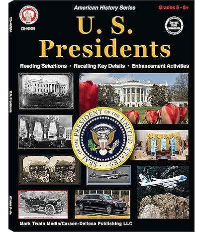 mark twain media u s presidents workbook grades 5 12 us history lessons on each of the presidents of the