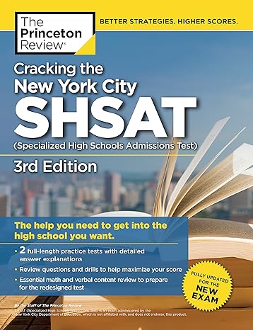 cracking the new york city shsat fully updated for the new exam 3rd edition the princeton review 1524710679,