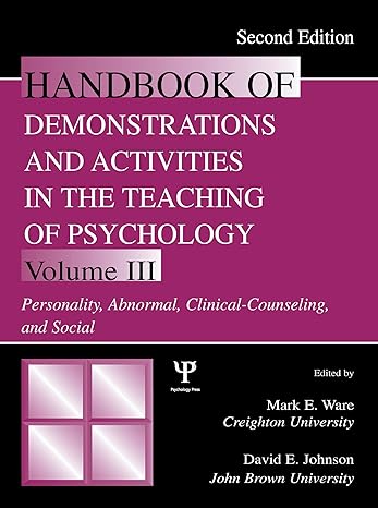 handbook of demonstrations and activities in the teaching of psychology  volume iii personality abnormal