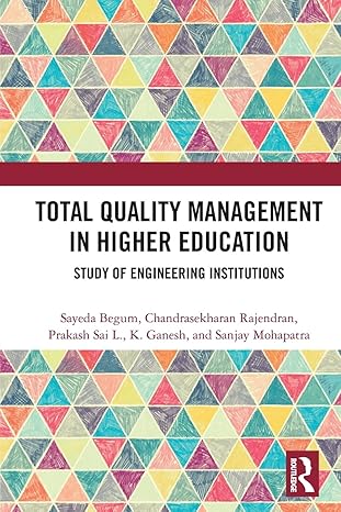 total quality management in higher education study of engineering institutions 1st edition sayeda begum