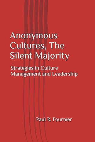 anonymous cultures the silent majority strategies in culture management and leadership 1st edition paul r.