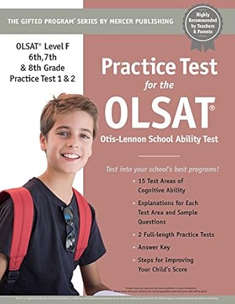 practice test for the olsat level f otis lennon school ability test 1st edition mercer publishing 1937383474,