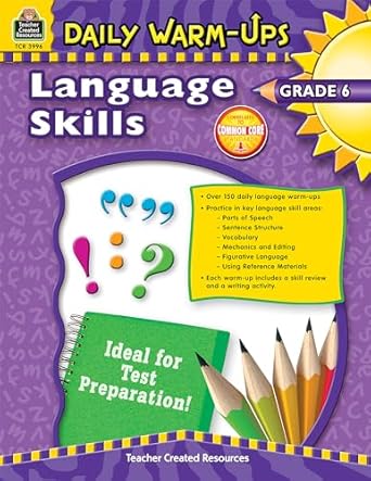 daily warm ups language skills grade 6 language skills grade 6 1st edition mary teacher created resources