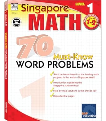 singapore math 70 must know word problems workbook for 1st 2nd grade math paperback ages 6 8 with answer key