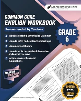 common core english workbook grade 6 english 1st edition ace academic publishing 1949383121, 978-1949383126