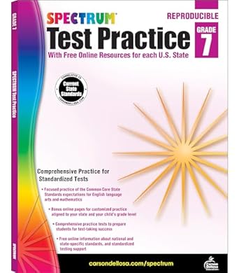 spectrum 7th grade test practice workbooks all subjects ages 12 to 13 grade 7 test practice language arts