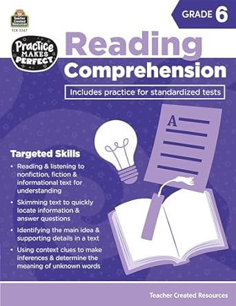 reading comprehension grade 6 1st edition teacher created resources staff 0743933672, 978-0743933674