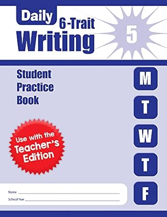 daily 6 trait writing grade 5 student book workbook edition evan moor educational publishers 1609633407,