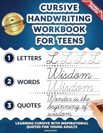 cursive handwriting workbook for teens learning cursive with inspirational quotes for young adults 3 in 1