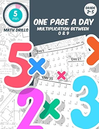 5 min math drills one page a day multiplication between 0 and 9 grade 2 5 daily math practice math workbook