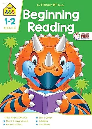 school zone beginning reading workbook 64 pages ages 6 to 8 grades 1 to 2 beginning and ending sounds vowels