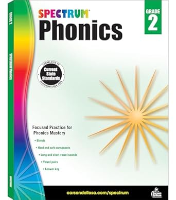 spectrum phonics grade 2 ages 7 to 8 grade 2 phonics workbook blends consonants vowel sounds and pairs