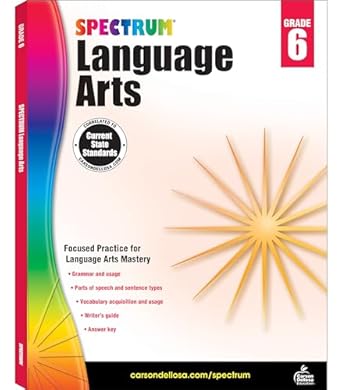 spectrum language arts grade 6 ages 11 to 12 grade 6 language arts vocabulary sentence types parts of speech