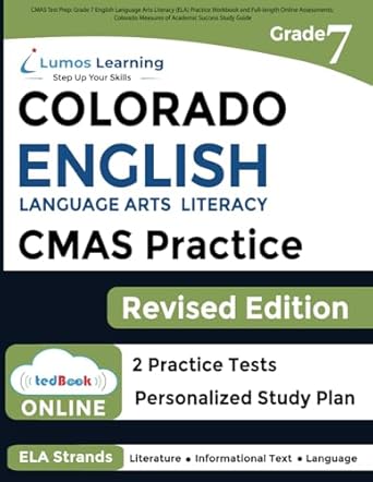 cmas test prep grade 7 english language arts literacy practice workbook and full length online assessments