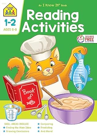 school zone reading activities workbook 64 pages ages 6 to 8 1st grade 2nd grade comprehension comparing