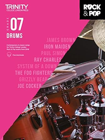 trinity rock and pop 2018 drums grade 7 1st edition hal leonard publishing corporation 0857366459,