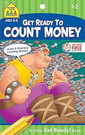 school zone count money workbook ages 6 to 8 1st grade 2nd grade counting coins practical math following