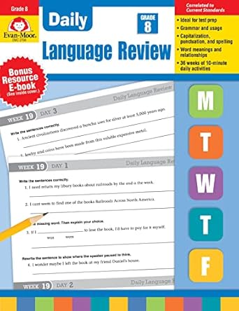 evan moor daily language review grade 8 actvities homeschooling and classroom resource workbook reproducible