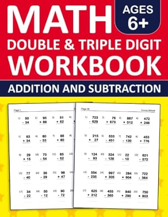 math double double and triple addition and subtraction workbook ages 6+ two and three digit addition and