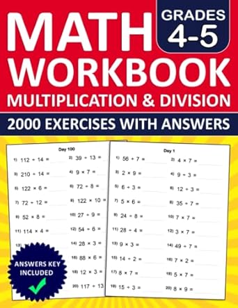 math workbook multiplication and division exercises for grades 4 and 5 100 days of timed tests with 2000