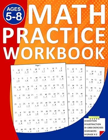 math workbook for ages 5 8 with addition and subtraction exercises math practice workbook for grades k 2 with