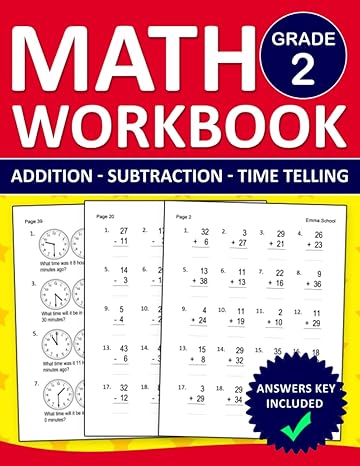 math workbook for grade 2 addition subtraction time telling exercises with answers key math practice workbook