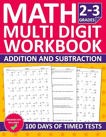 math workbook addition and subtraction for grades 2 3 multi digit addition and subtraction practice exercises