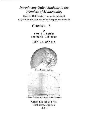 introducing gifted students to the wonders of mathematics preparation for high school and higher mathematics