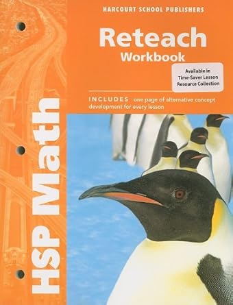 hsp math reteach workbook grade 5 1st edition harcourt school publishers 0153568011, 978-0153568015