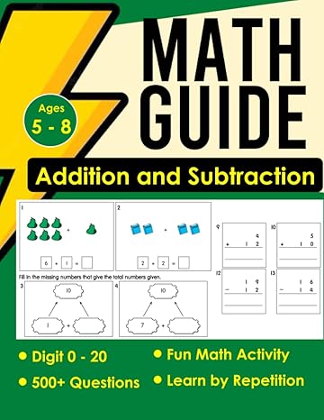 math guide addition and subtraction workbook activity digit 0 20 ages 5 to 8 1st and 2nd grade math drill 500