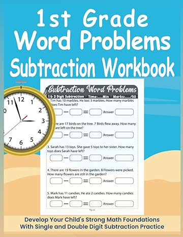 1st grade word problems subtraction workbook develop your childs strong math foundations with single and