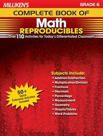 millikens complete book of math reproducibles grade 6 1st edition sara inskeep 1429104600, 978-1429104609