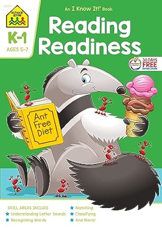 school zone reading readiness workbook 64 pages ages 5 to 7 kindergarten to 1st grade story order letter