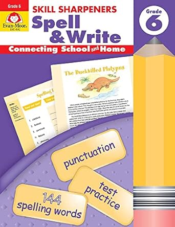 skill sharpeners spell and write grade 6 teacher's edition evan moor educational publishers 1596730501,