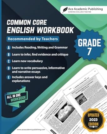 common core english workbook grade 7 english 1st edition ace academic publishing 194938313x, 978-1949383133