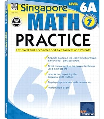 singapore math level 6a 7th grade math workbooks singapore math grade 7 fractions ratios and algebra workbook