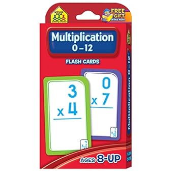 school zone multiplication 0 12 flash cards ages 8+ 3rd grade 4th grade elementary math multiplication facts