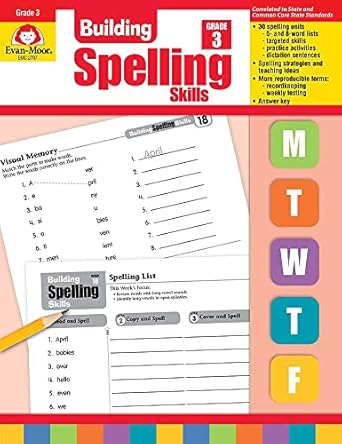 evan moor building spelling skills grade 3 homeschooling and classroom resource workbook reproducible