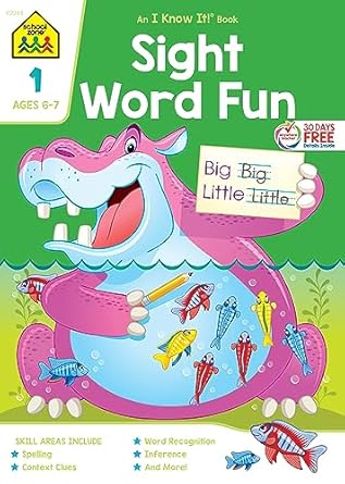 school zone sight word fun workbook 64 pages ages 6 to 7 1st grade word recognition spelling letter sounds