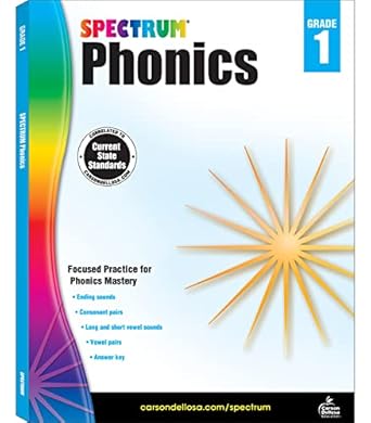 spectrum grade 1 phonics workbook ages 6 to 7 phonics workbook grade 1 vowel consonant ending sounds and